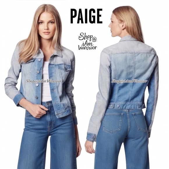 Paige ombrรฉ color block cropped denim jacket *shop@iamwarrior - Picture 3 of 10